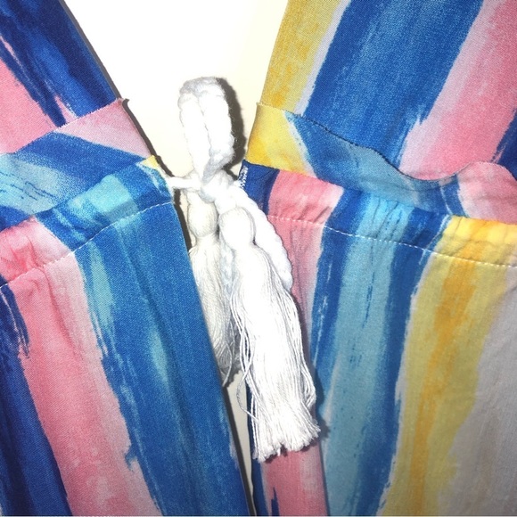 FASHION Nova Striped Halter Spaghetti Strap Coverup M Maxi High Slits - Picture 7 of 10